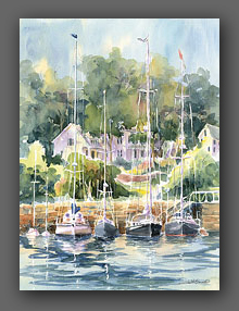Jan Kilburn, watercolor giclée, "Camden Sails"