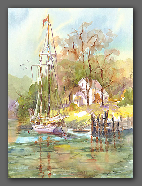 Jan Kilburn gicée, "Spring Sailor (Rockpost Harbor"