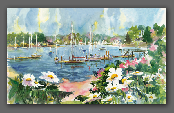 Jan Kilburn watercolor giclée, "Dockside"