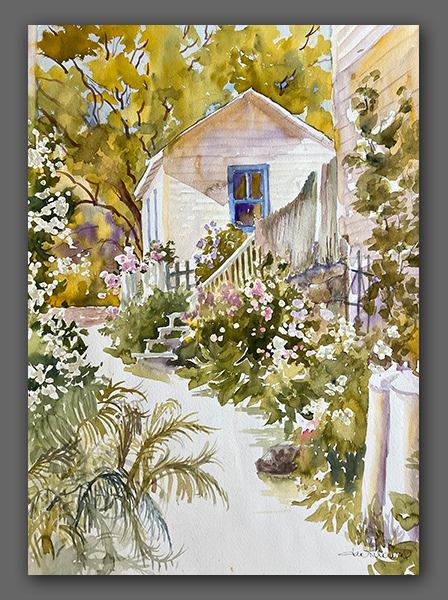 Jan Kilburn original watercolor, "Artist's Studio"
