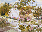 Jan Kilburn original watercolor, "Monhegan Cottage"