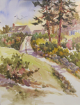 Jan Kilburn original watercolor, "Monhegan Roads"