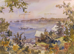 Jan Kilburn original watercolor, "Monhegan View"