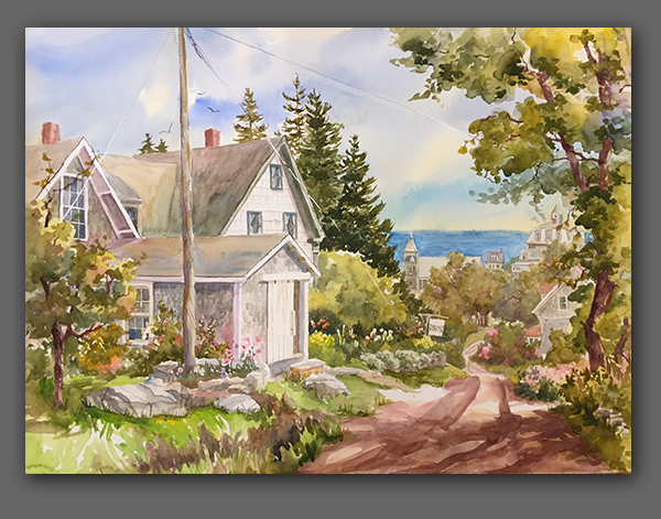 Jan Kilburn original watercolor, "Monhegan Village"