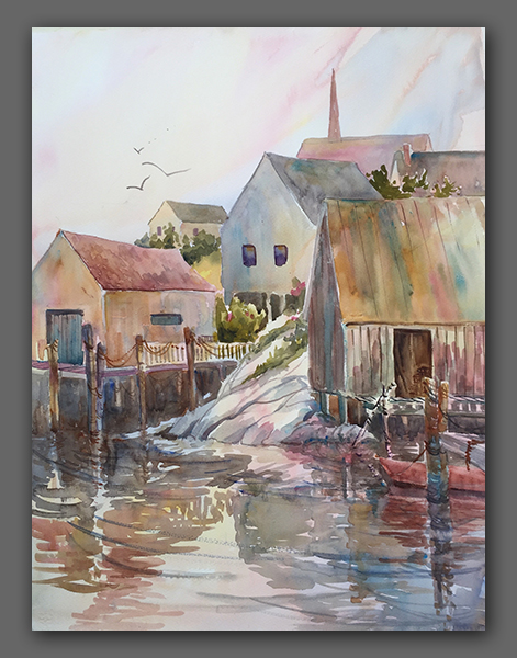 Jan Kilburn original watercolor, "Peggy's Cove"