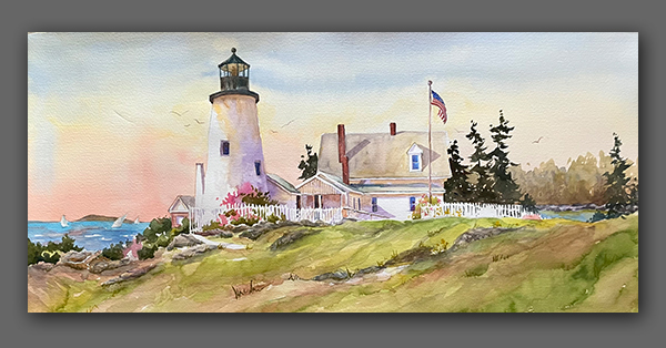 Jan Kilburn original watercolor, "Pemaquid Light"