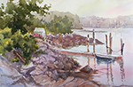 Jan Kilburn original watercolor, "Pumpking Island Hideaway"