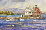Jan Kilburn original watercolor, "Rockland Harbor Light"