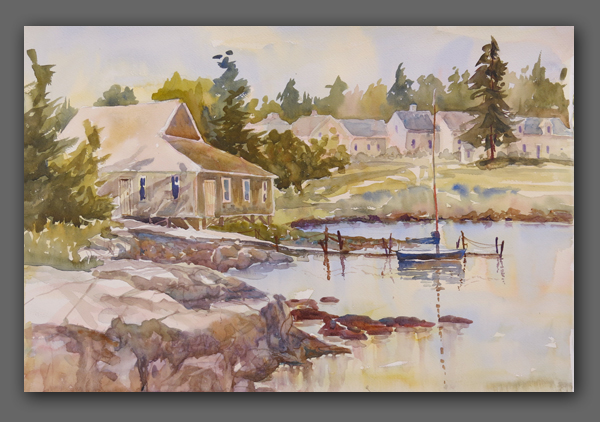 Jan Kilburn original Watercolor, "Round Pond Dock"