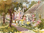 Jan Kilburn print from original watercolor, "Shady Lane"