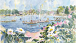 Jan Kilburn print from original watercolor, "Dockside (York Harbor)"