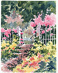 Jan Kilburn print from original watercolor, "Garden Walk"