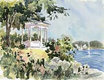 Jan Kilburn print from original watercolor, "The Gazebo"