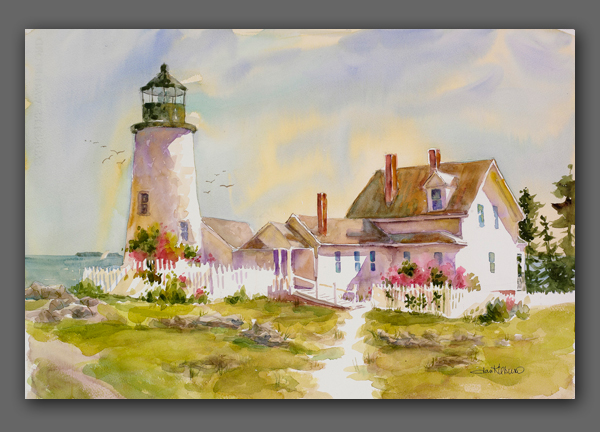 Jan Kilburn watercolor, "Pemaquid Light"