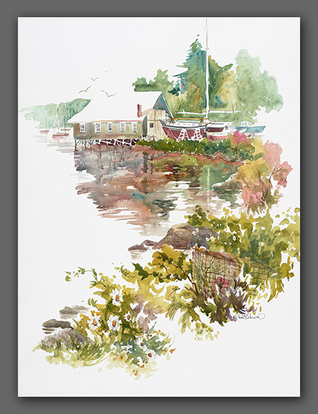 Jan Kilburn print from the original watercolor, "Round Pond Vignettes"