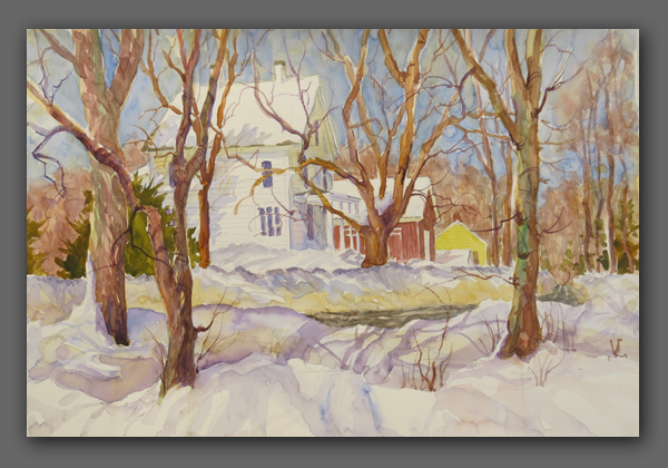 Jan Kilburn Jan Kilburn orginal watercolor, "Bristol Road Winter"