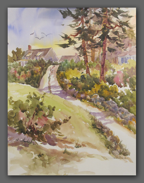 Jan Kilburn original Watercolor, "Monhegan Roads"