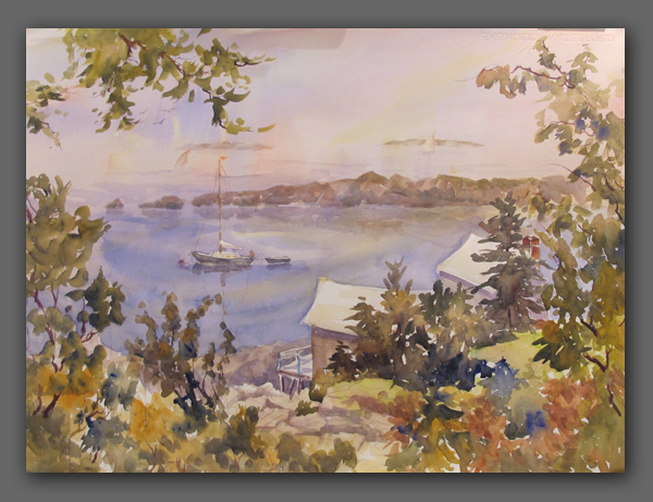 Jan Kilburn original Watercolor, "Monhegan View"