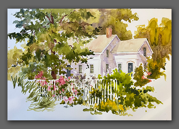 Jan Kilburn original watercolor, "Summer Cottage"