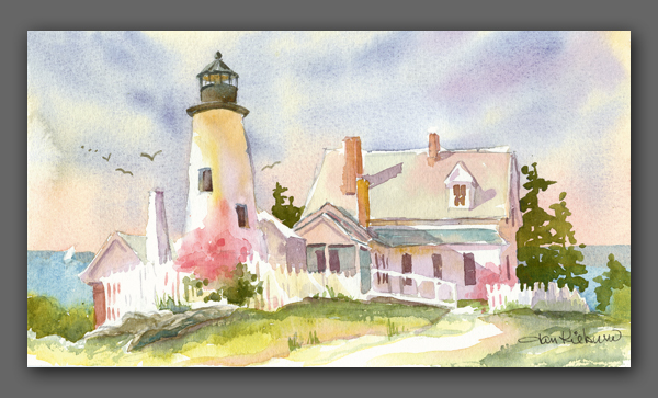 Jan Kilburn print from original watercolor, "Pemaquid Light II"